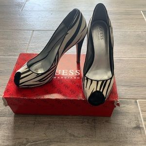 Zebra print guess heels